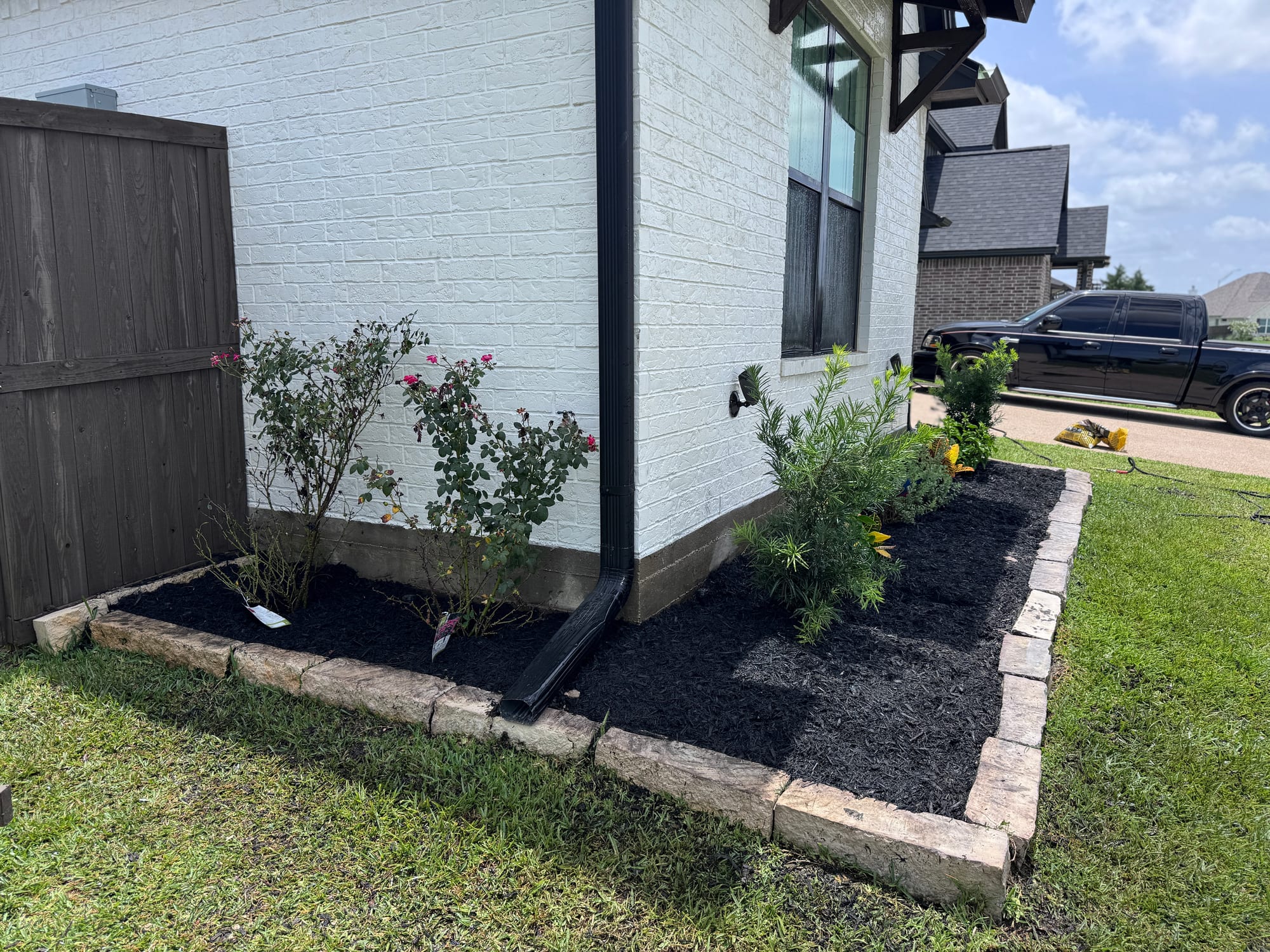 Fresh Mulch Installation in Residential landscape